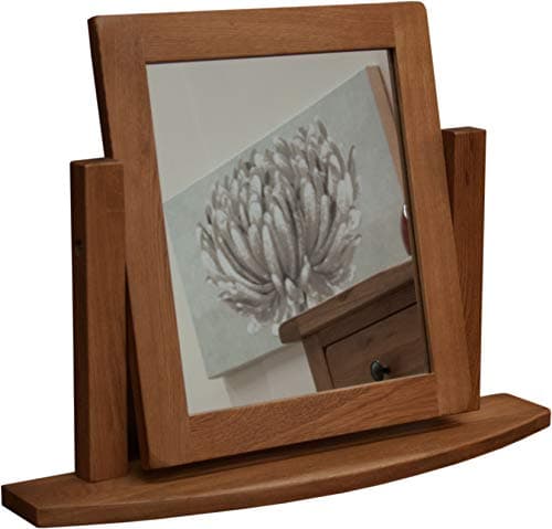 Yabbyou Solid Oak Rustic Dressing Table Vanity Swivel Mirror A Grade Clear Vision Glass