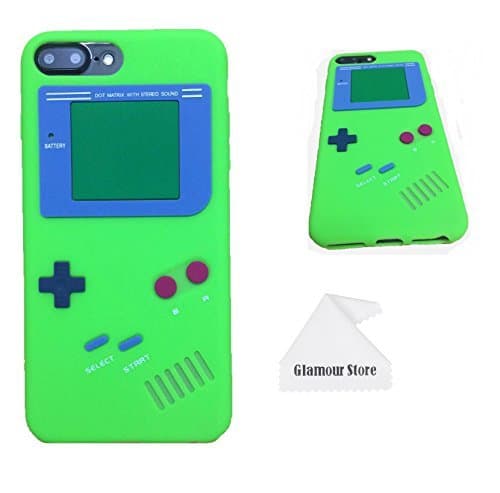 iPhone 7/8 Plus Case,Retro 3D Game Boy Gameboy Design Style Soft Silicone Cover Case For Apple iPhone 7/8 Plus 5.5 inch+ Free Cleaning Cloth As a Gift (Green)