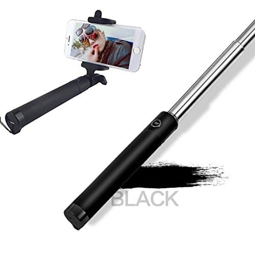 HWER 2015 New Version Wireless Bluetooth Selfie Stick Ultra Compact Foldable QuickSnap Pro Self-portrait Monopod Extendable with built-in Remote Shutter With Adjustable Phone Holder for iPhone 6, iPhone 6 Plus, iPhone 5 5s 5c and Android 4.2.2 above Smartphones£¬Bluetooth-Black