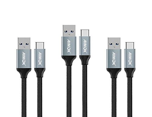 KOREX Type-C USB Cable 3-Pack (1.6 ft, 3.3 ft, 6.6 ft) A to C USB 3.0 Nylon Braided Cable Fast Charger for Nexus 6P 5X, LG G6 V20 G5, Nintendo Switch, Samsung Galaxy S8 S8+,New Macbook More(Grey)
