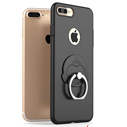 iPhone 7 Plus with Monkey Kickstand, ACLOOK Ultra Thin Hard PC Protective Case Cover with Ring Kickstand Perfect for iPhone 7 Plus 5.5 Inch (Monkey Black)