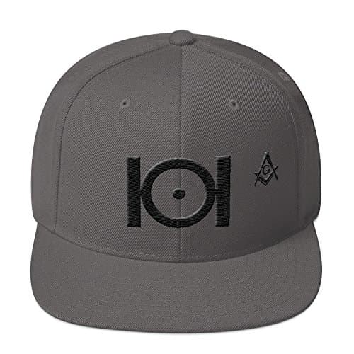Masonic Snapback Hat 3D Puff Embroidery Black Thread