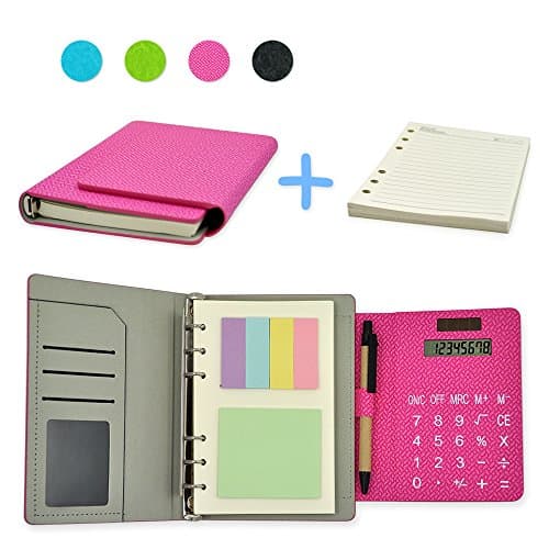 Back to School Woven Pattern 7" Leather 6 Ring Binder Office Business Notebook Multifunction Diary Memo Books + EXTRA 1 set Filler Paper