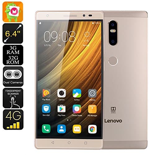 Lenovo Phab 2 Plus Android Smartphone - Android 6.0, 6.44 Inch FHD, 2xSIM, 4G, Octa-Core CPU, 3GB RAM, 13MP Dual-Cam (Gold)