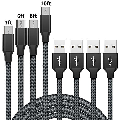 Micro USB Cable, 4Pack 3FT 6FT10FT Premium Durable High Speed USB 2.0 to Micro USB Android Charging Cable for Samsung/Sony/Nexus/LG/Kindle Fire HD 6/Fire HD 8/Fire HD 10 and Windows/PS4 And More