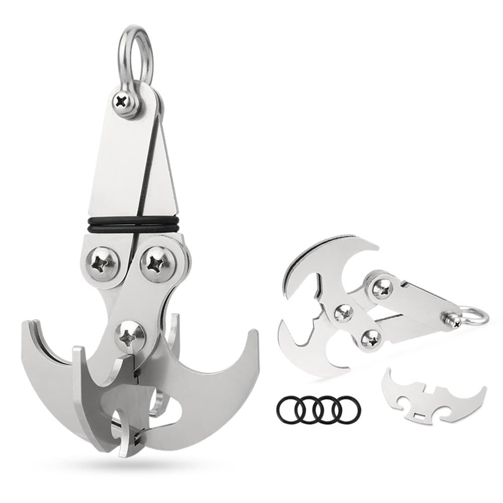 Eunicom Gravity Hook Multifunctional High Performance Stainless Steel Survival Foldable Authentic Congerate Grappling Hook Climbing Carabiner Emergency Tool For Outdoor Activities