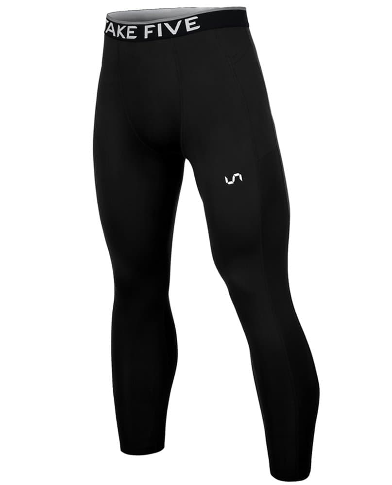 Men’s Side Pockets Cool Dry Tights UV Protection Compression Baselayer Cycling Yoga Leggings