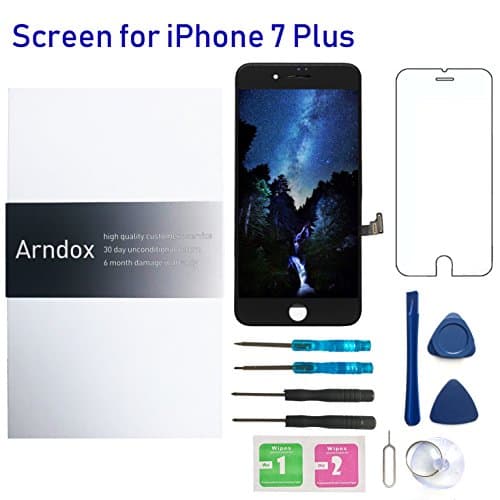 For iPhone 7 Plus Screen Replacement, Arndox 5.5 Inch LCD Display Digitizer 3D Touch Screen with Repair Tool Kit and Tempered Glass (i7P-Black)