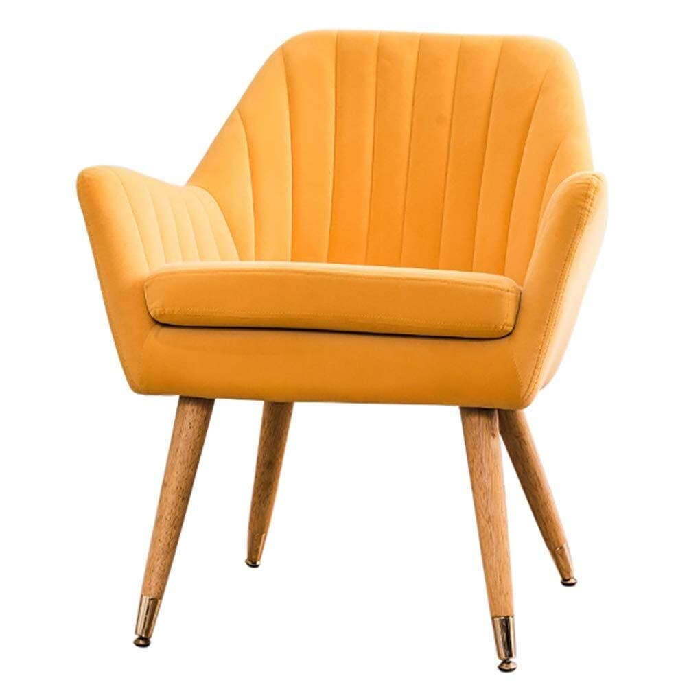 H-Vanity Dressing Table Stool Chairs Solid Wood Dining Chair, Velvet Fabric Lounge Chair, Nordic Single Sofa Chair, Ergonomic Backrest, for Restaurant Bedroom Office Dormitory Balcony