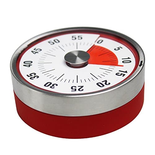 Round Magnet Mechanical Rotate Countdown Clock Timer With Alarm 60 Minutes Record Capacity Counter Sound Ring When Time Reached For Kitchen Cooking Housework Sports Office Timekeeper Red