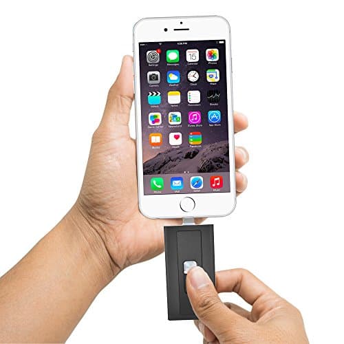 MFI Lightning Cable Memory Expansion USB 2.0 with 64 GB SD Card For iPhone and iPad Black