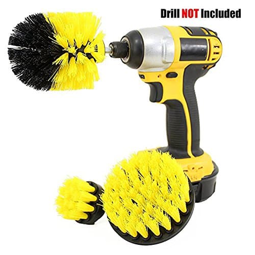 EASJOY Drill Brush 360 Attachments 3 pack kit Medium- Yellow All purpose Cleaner Scrubbing Brushes for Bathroom surface, Grout, Tub, Shower, Kitchen, Auto,Boat,RV