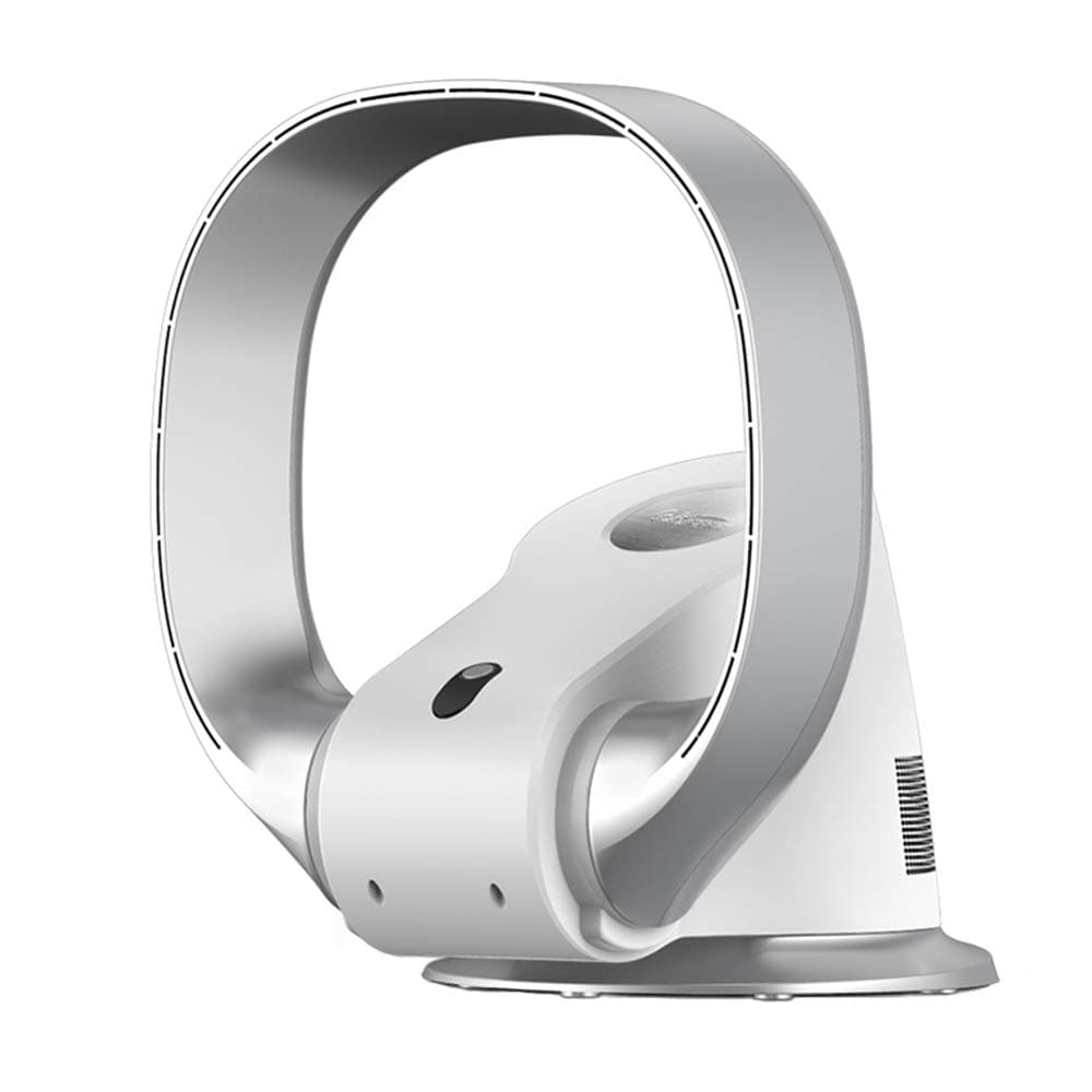 Compact Bladeless Wall Fan, with Remote Control and Timer, Wall/Desktop Air Conditioning Fan, Silver White, 26W