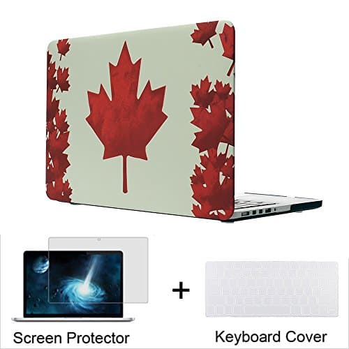 Neway 3 in 1 bundle Matte Surface Crystal Rubberized Hard Shell Case cover protector for Apple Macbook Pro 13.3" with Retina Display Model: A1425 and A1502 (NEWEST VERSION 2013)& Keyboard Cover & LCD HD Screen protector,13.3" Retina,Canada flag(bundle)