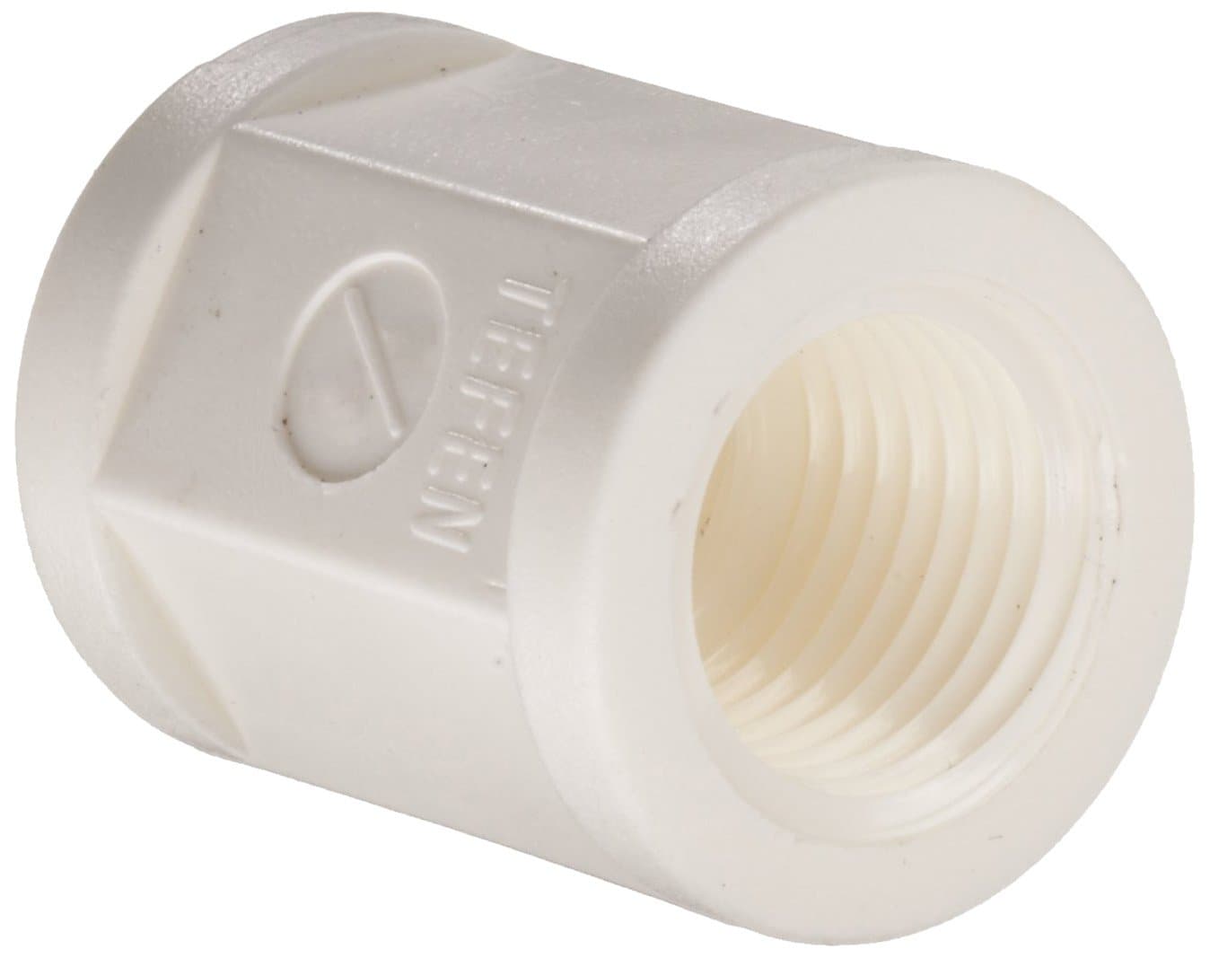 Tefen Nylon 6/6 Pipe Fitting, Coupling, White, 1/2" BSPT Female (Pack of 5)