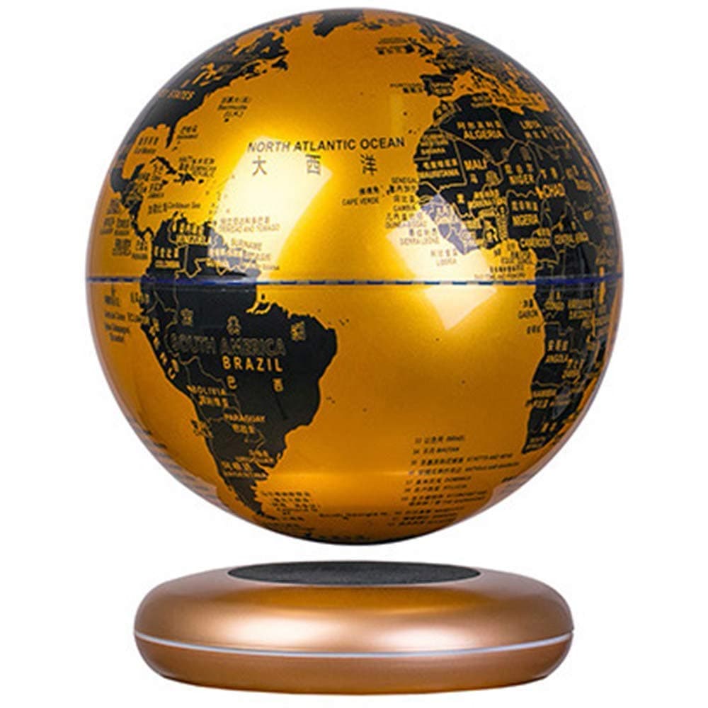 Mnjin explore the world Floating Globe - with Led Lights - 8-Inch Luminous Large Globe - Children Education Gift Tools Home Office Desktop Decoration,Blue