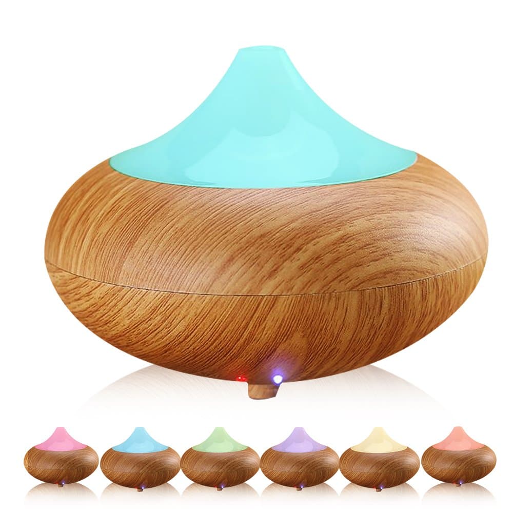 KBAYBO Aroma Diffuser Aromatherapy Cool Mist Humidifier Essential Oil Diffuser with 7 Color LED Lights,for Office Home Bedroom Living Room Study Yoga Spa - Wood Grain