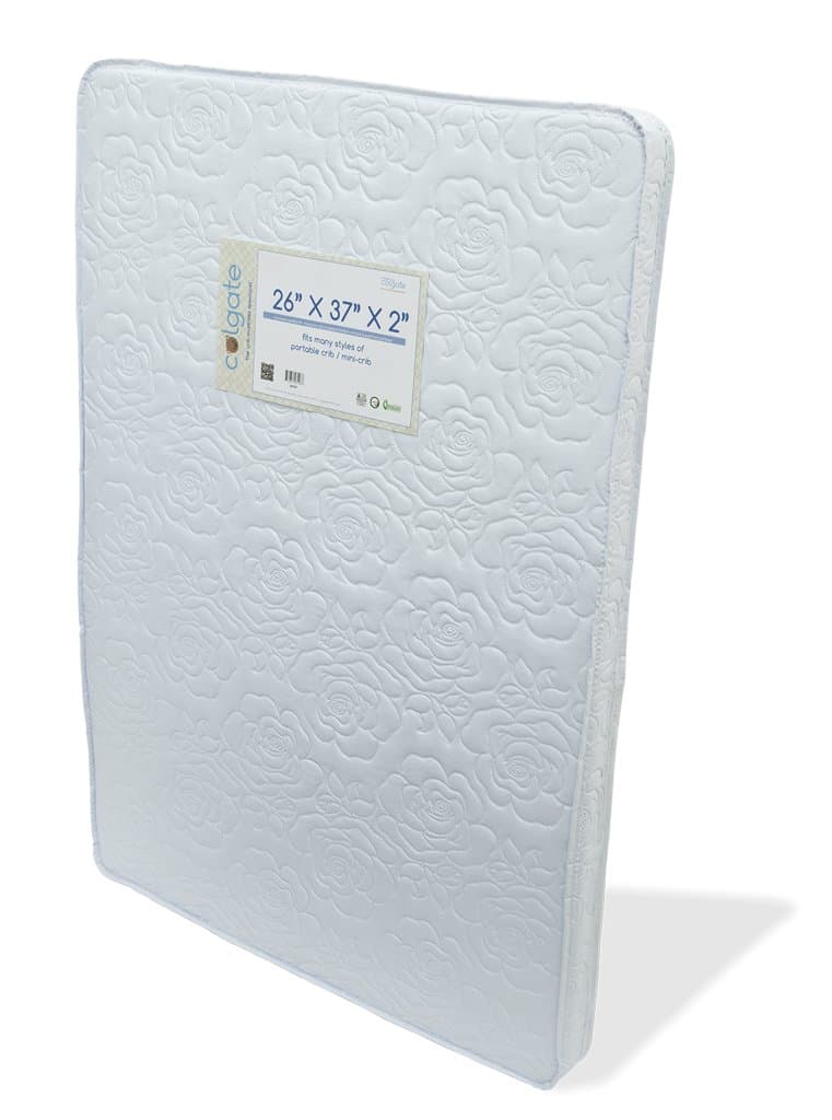 Colgate Portable Mattress - 26" x 37" x 2" Rectangular Foam Pad with Waterproof White Quilted Cover