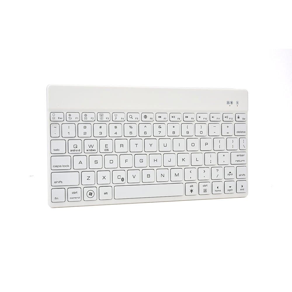 Wireless Bluetooth Keyboard, HSZCTech 7-Color Backlit LED Wireless Bluetooth QWERTY Keyboard with Rechargeable Battery for IOS, Android, Windows System, PC, Tablet and Smart Phone(Ultra Light & Slim)White