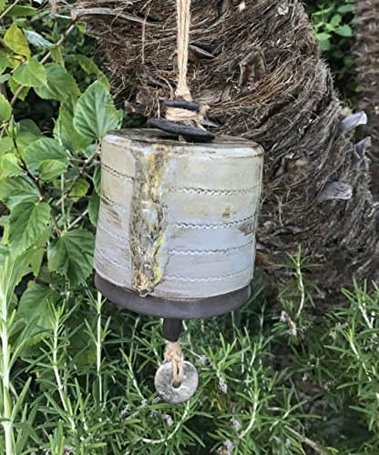 Black Clay Bell, handmade ceramic Wind Chime