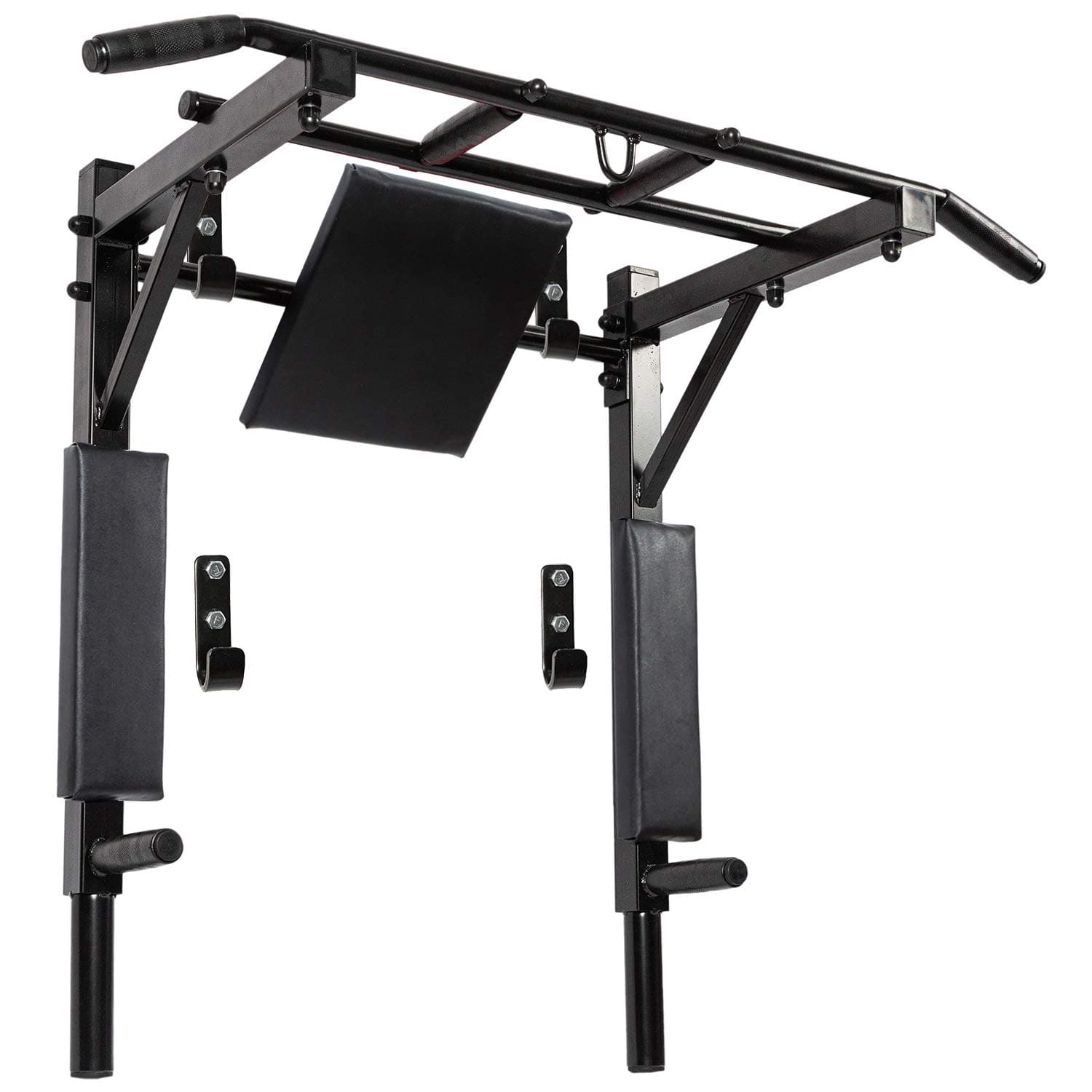Wall Mounted Pull Up Bar and Dip Station Multi-Grip Chin Up Bar Dip Stands Compact Power Tower for Indoor Home Gym Workout Multifunctional Fitness Training Equipment