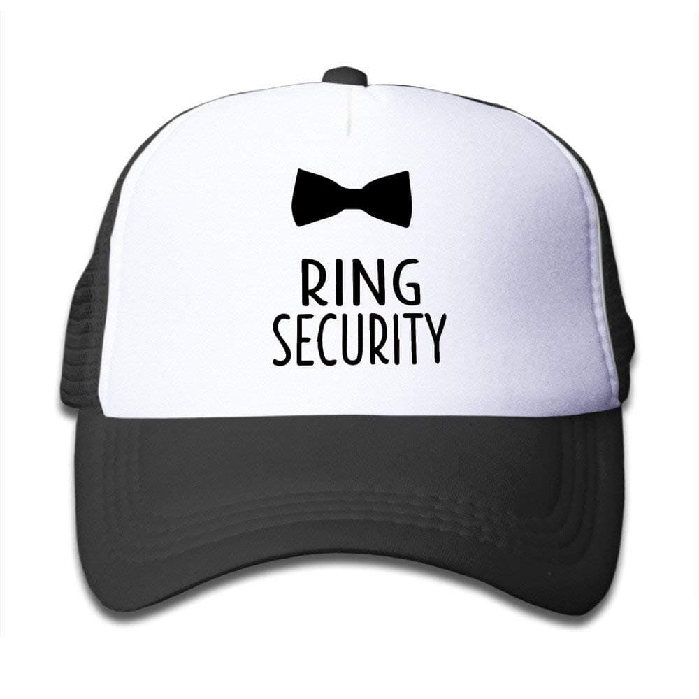 Boys' Ring Security Bowtie Funny Baseball Cap Mesh Back Snapback Trucker Hat Black