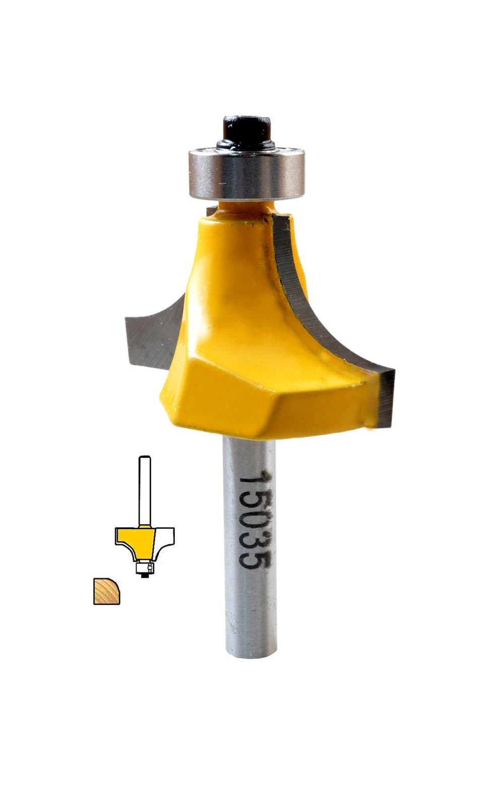 Workshop Tools 9/16" Rounding Over Router Bit w/ 1/2" Bearing, 1/4" Shank - 15035