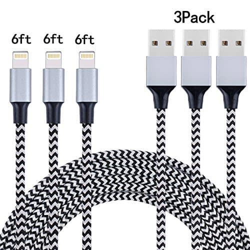 iPhone Charging Cable, Snaok 3-Pack (6FT x3), Extra Long Nylon Braided Charging Cord Lightning Cable to USB Charger for iPhone 7, 7 Plus, 6S, 6, SE, 5S, 5, iPad, iPod Nano 7