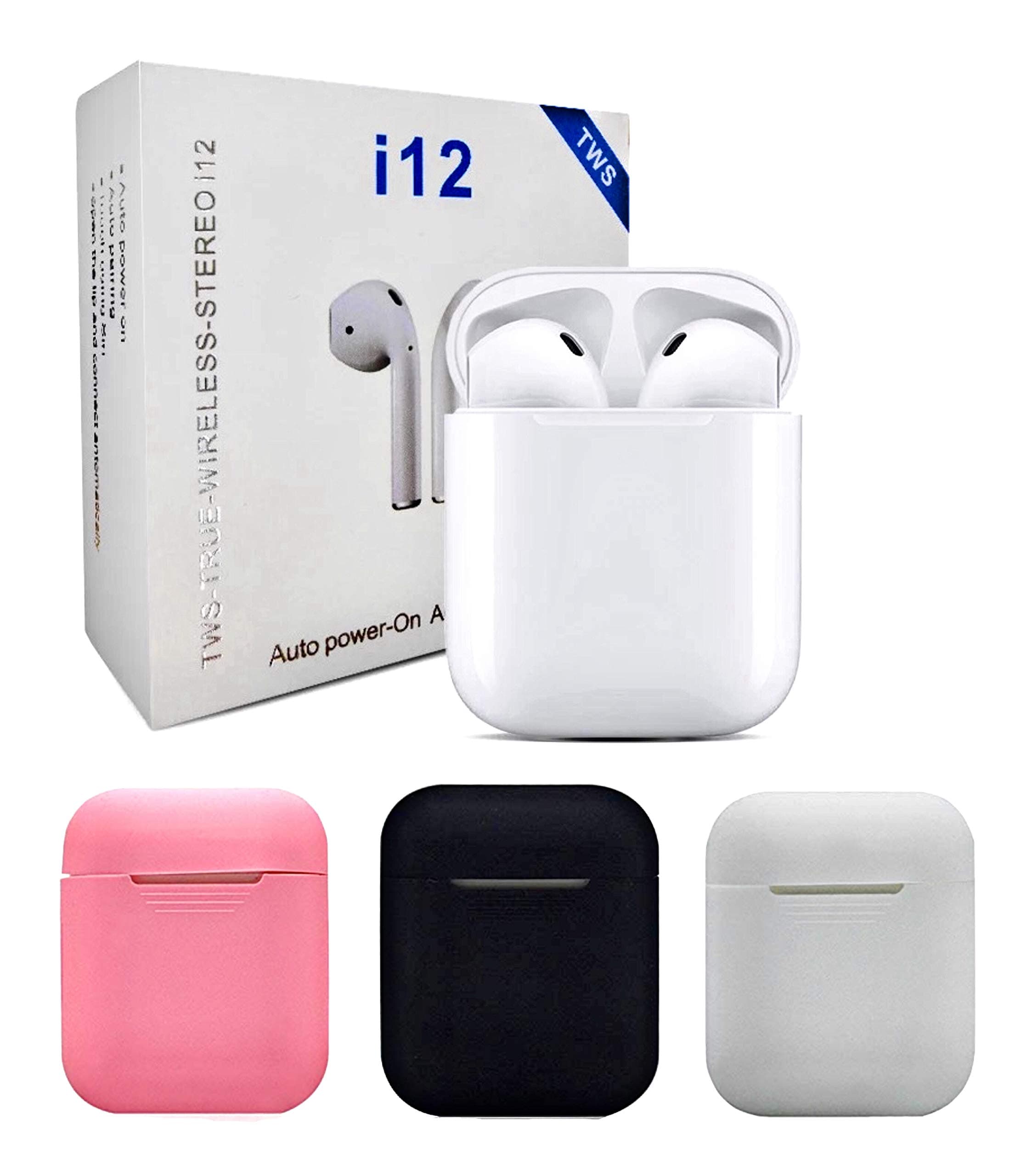 Wireless earplug Bluetooth 5.0 Headset pop-up with Microphone handsfree Touch Headset, White