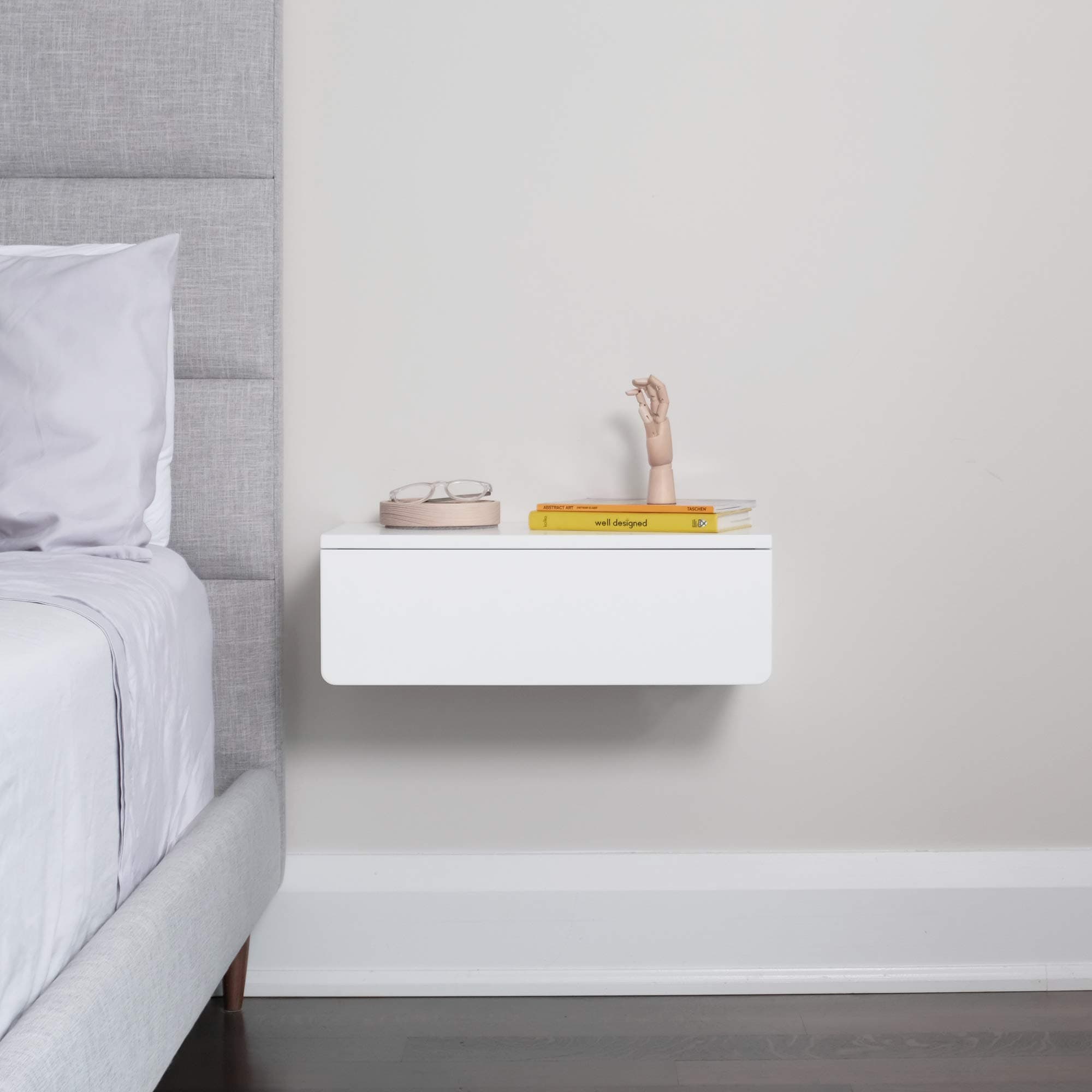 White Floating Nightstand with Drawer