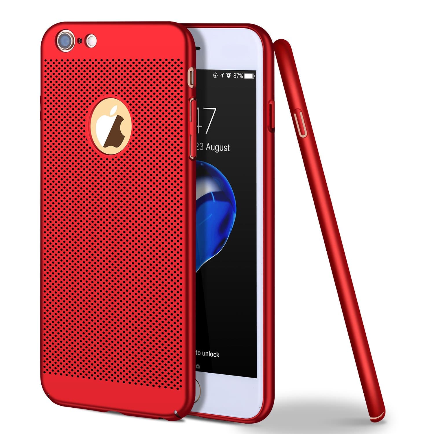iPhone 6 Plus Case, iPhone 6S Plus Case, WLKSAM Stylish Ultra Slim Anti-Scratch Shockproof Hard Heat Radition Lightweight Case for iPhone 6 Plus Apple ¡ (Red)