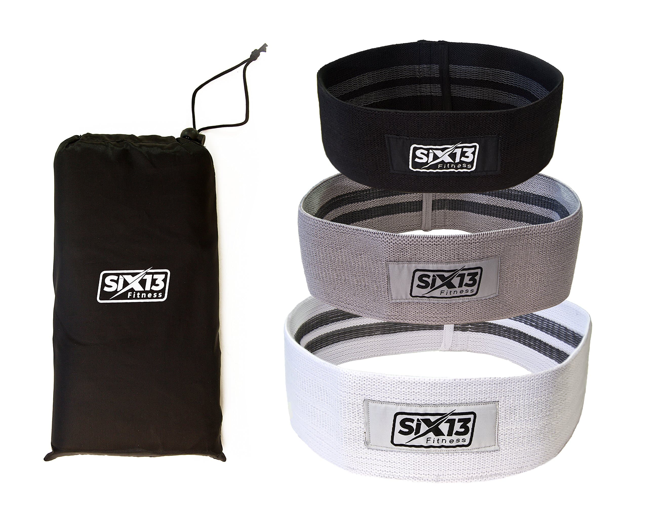 FOOZOUP Resistance Hip Bands for Booty Workout, Exercise Glute Bands Ideal for Stretching, Lifting, Squatting, Low, Medium & Heavy Loop Set (Black, Gray, White - Set of 3), Includes Carry Bag