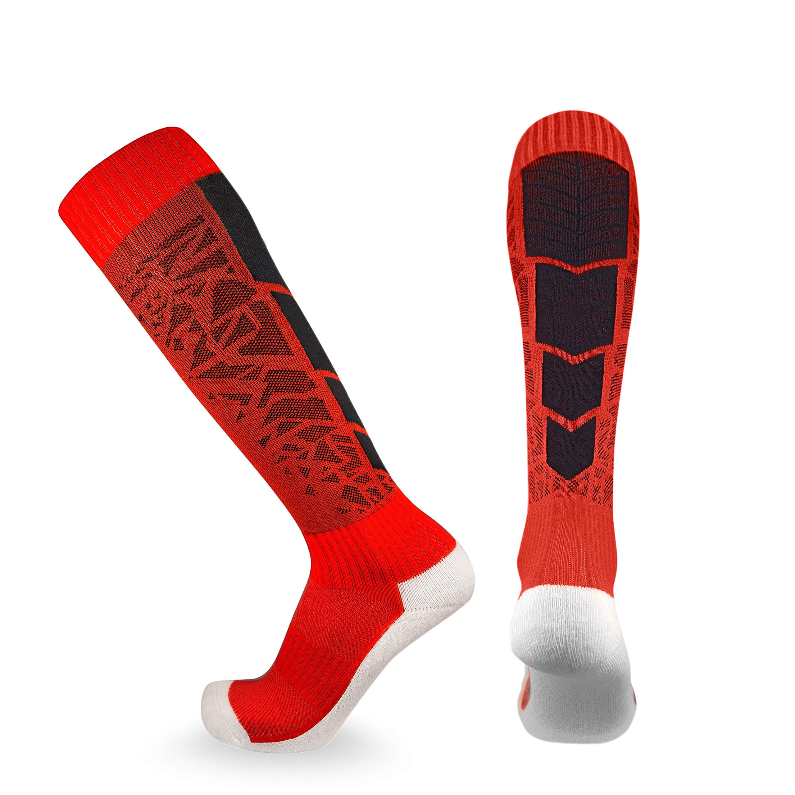 Elite Performance Athletic Socks - Over The Calf (Large, Red / Black)