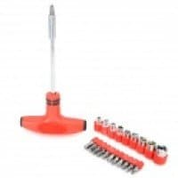 FastTech 22-in-1 Multifunction Steel T-Handle Screwdriver Socket Set, Multicolour