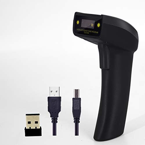2D Wireless QR Barcode Scanner,Alacrity 1D and 2D Barcode Scanner (2-in-1 2.4GHz Wireless & USB 2.0 Wired) Handheld Bar Code Reader with USB Dongle and Cable Black
