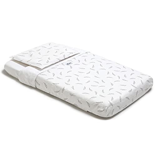 Cot Bedding Set (3 Pcs) - Crib Sheets 83 x 50 cm + Quilt Cover + Pillowcase - Cot Bed Sheets Compatible with Chicco Next To Me, Babylo Cozi Sleeper, Tutti Bambini Cozee Bedside Crib (Feathers) Niimo