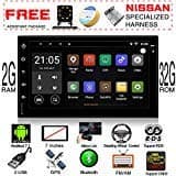 2G Ram 32G Rom Android 7.1 Quad Core CPU In Dash 7 Inch Touch Screen Double Din Car Stereo GPS Navigation Bluetooth Headunit WIFI Car Radio Audio System + Free Real Camera + Nissan Specialized Harness