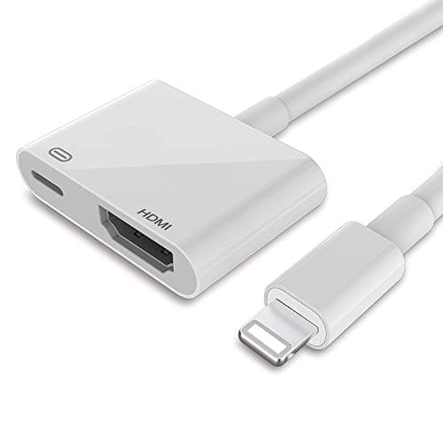 Lighting to HDMI Cable, Ucaca Compatible with iPhone 5 6 7 8 X iPad iPod HDMI Adapter Converter 2 in 1 Plug and Play 1080P Audio AV Adapter Connector to HDTV Projector