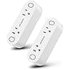 Smart Plug Wi-Fi Mini Sockets 15A Timing Switch Energy Monitoring Compatible with Amazon Alexa and IFTTT Google Assistant-Dual Outlets Can Work Individually or in Groups (2 Pack), White