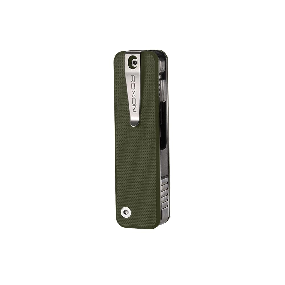 Roxon S503G Flex Companion Tool Modular design adjustable pocket tool, 8 essential tools (1/4 "bit driver, D2 blade, screwdriver, taper saw, scissors, etc.) (green) are pre-installed