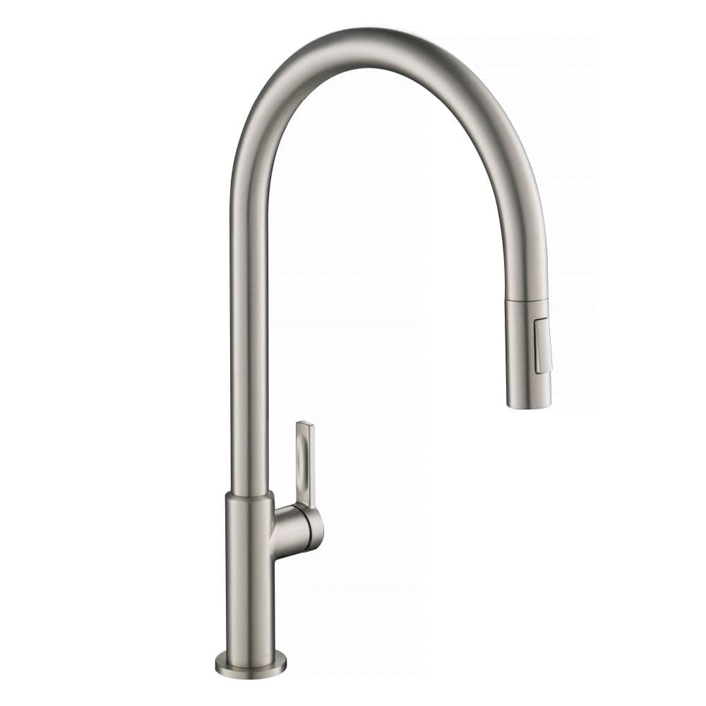 KRAUS Oletto High-Arc Tall Single Handle Pull-Down Kitchen Faucet in Spot Free Stainless Steel, Height 20 3/8 inch, KPF-2821SFS