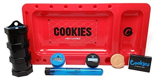 Bundle 6 Items - Cookies Rolling Tray Red, Mini Jars, Hydrostone, Silicone Containers and Doob Tube