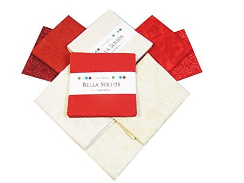 Moda Fabric Valentine's Charming Fat Quarter Bundle with Charm Pattern, Red/Cream