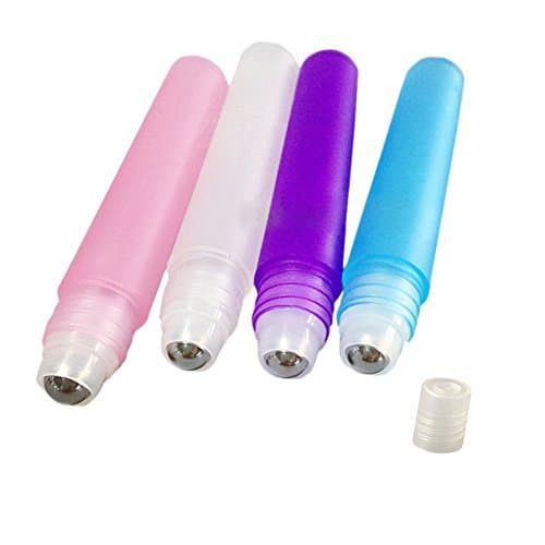 10 Pcs Plastic Roller Bottles Empty 10ml(1/3oz) Aromatherapy Perfumes Essential Oil Lip Balms Roll On Bottles With Stainless Steel Ball Color Random