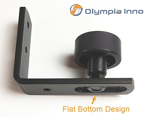 Flush With Floor - Adjustable Barn Door Floor Guide with Flat Bottom Design, Quality Powder Coated Black Wall Mount Guide Perfect for Sliding Barn Doors Up to 2.5 Inches (Screws Incl.) By Olympia Inno