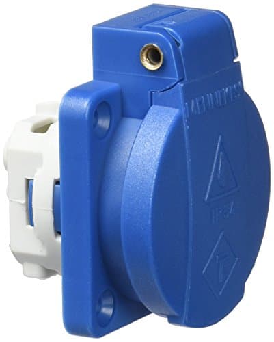 MENNEKES 11011 SCHUKO Panel Mounted Socket without Shutter, 3 Plug-In Terminal, IP 54 Protection, 2P+E Pole, 16 A Current, 230V, Blue