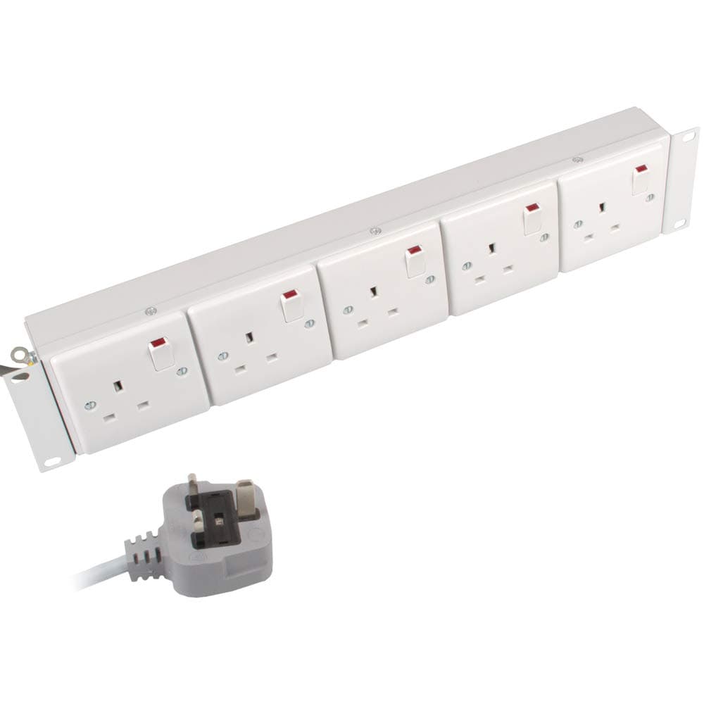 Olson Electronics 5 Way PDU 19" 2U Horizontal 13A Individually Switched Rack Mount | 13A Plug