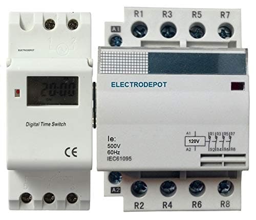 Electrodepot 60Amp AC-1, 4 Pole Timer 7Day 24Hr Programmable Timer Switch 110V 120V