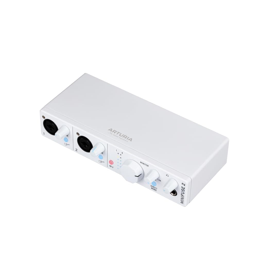 Arturia - MiniFuse 2 - Compact USB Audio & MIDI Interface with Creative Software for Recording, Production, Podcasting, Guitar - White