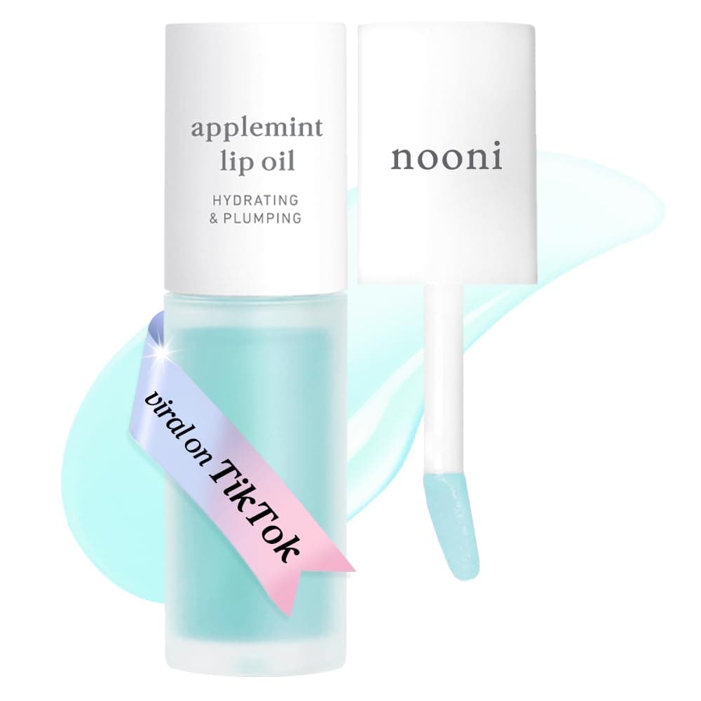 NOONI Korean Lip Oil - Applemint | Long-Lasting, Moisturizing, Plumping, Revitalizing for Dry Lips, Waterproof, No Peel Off, Hydrating, Nourishing Crystal Clear Lip Stain, 0.12 FL Oz
